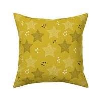 Twinkle twinkle little star cute baby nursery or christmas theme print in black white and dark night mustard yellow