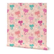 Adorable indian baby elephant summer flower blossom illustration for kids