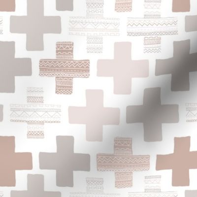 Plus plus cross geometric modern patterns in pastel beige and gray