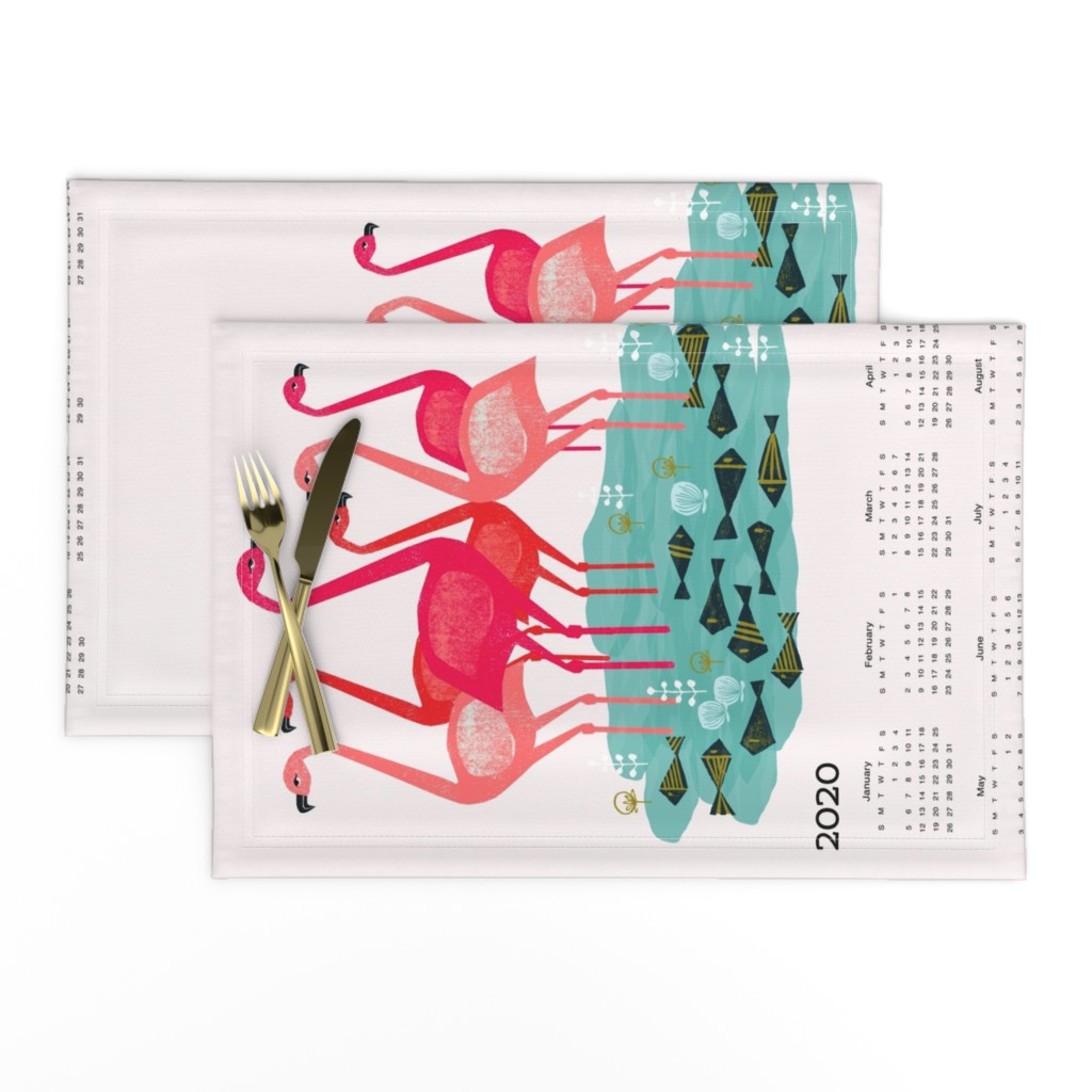 2020 Flamingo Tea Towel Calendar by Andrea Lauren 