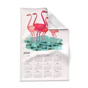 2020 Flamingo Tea Towel Calendar by Andrea Lauren 