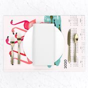 2020 Flamingo Tea Towel Calendar by Andrea Lauren 