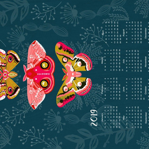 2018 Moths Tea Towel Calendar by Andrea Lauren 