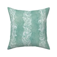 Lacy teal doodle stripe