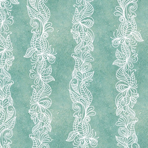 Lacy teal doodle stripe