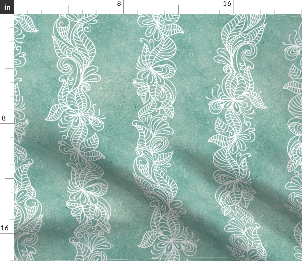 Lacy teal doodle stripe