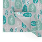 Retro scandinavian style petals fall garden mint pastel poppy flowers and pastel leafs winter wonderland christmas print