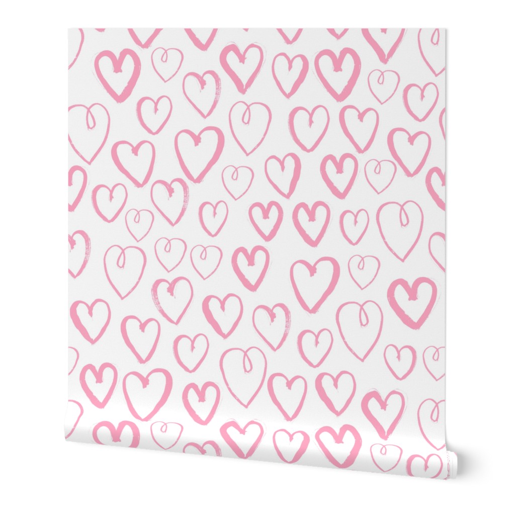 hearts // pastel pink love valentines simple minimal design in girly pastel repeating pattern print