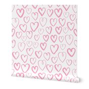 hearts // pastel pink love valentines simple minimal design in girly pastel repeating pattern print