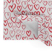 heart // red hand-drawn hearts in minimal repeating print simple artistic repeating illustration pattern