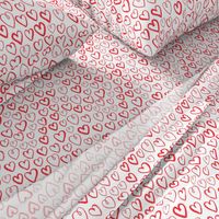 heart // red hand-drawn hearts in minimal repeating print simple artistic repeating illustration pattern