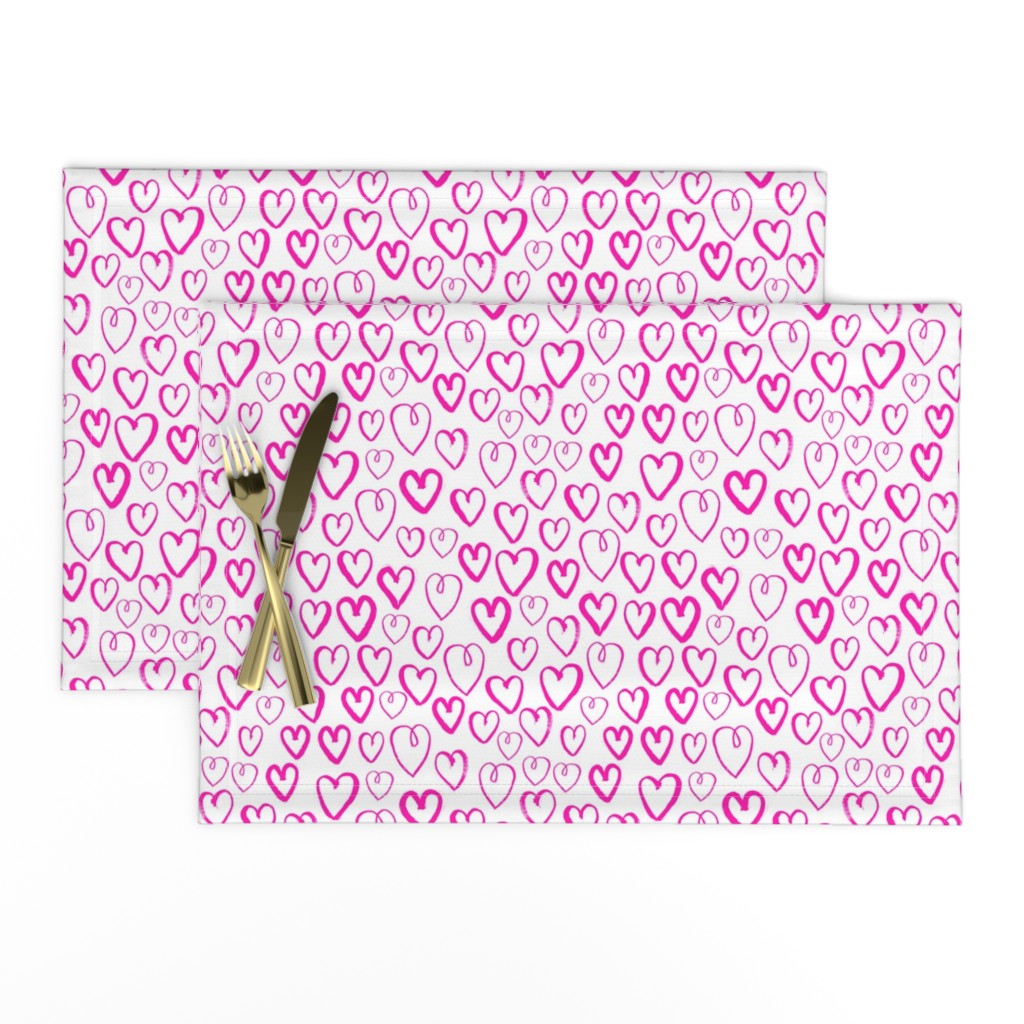 heart // hot pink magenta love valentines hand-drawn inky hearts artist illustration pattern