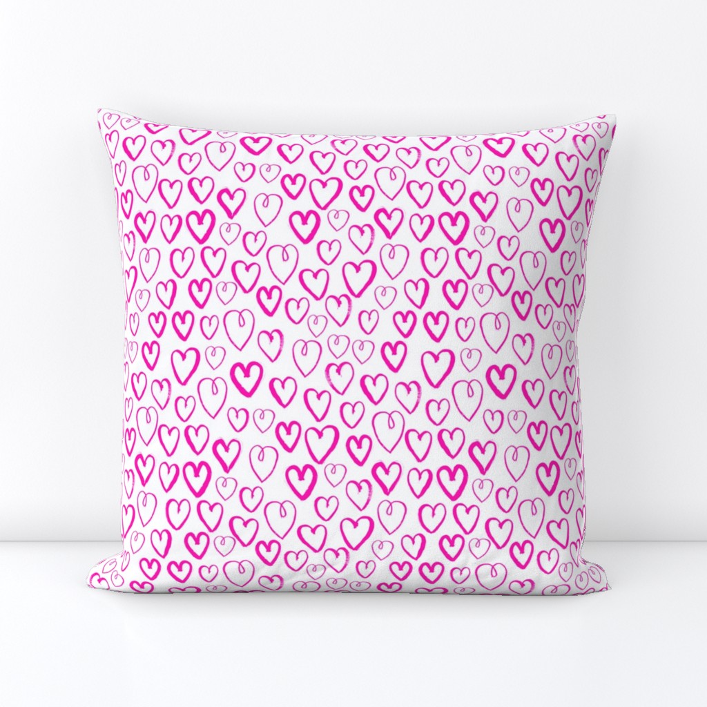 heart // hot pink magenta love valentines hand-drawn inky hearts artist illustration pattern