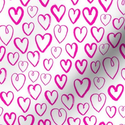 heart // hot pink magenta love valentines hand-drawn inky hearts artist illustration pattern