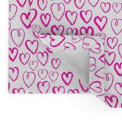 heart // hot pink magenta love valentines hand-drawn inky hearts artist illustration pattern