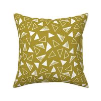 Hand Drawn Triangles - Golden Olive by Andrea Lauren