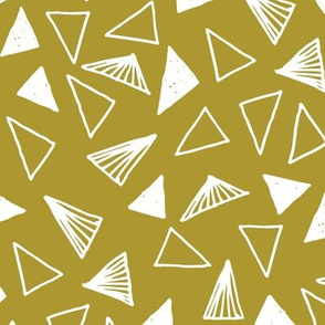 Hand Drawn Triangles - Golden Olive by Andrea Lauren