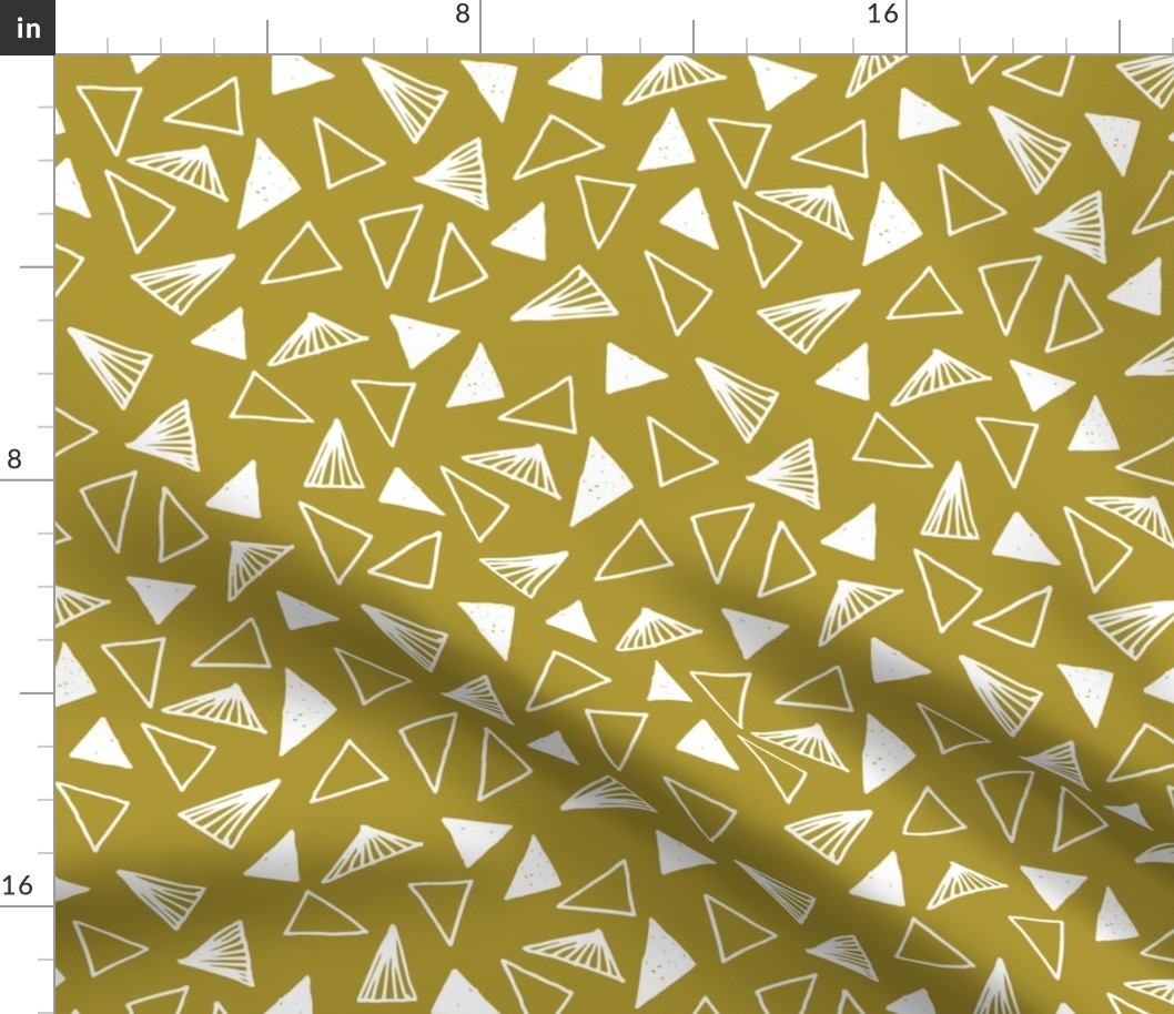 Hand Drawn Triangles - Golden Olive by Andrea Lauren