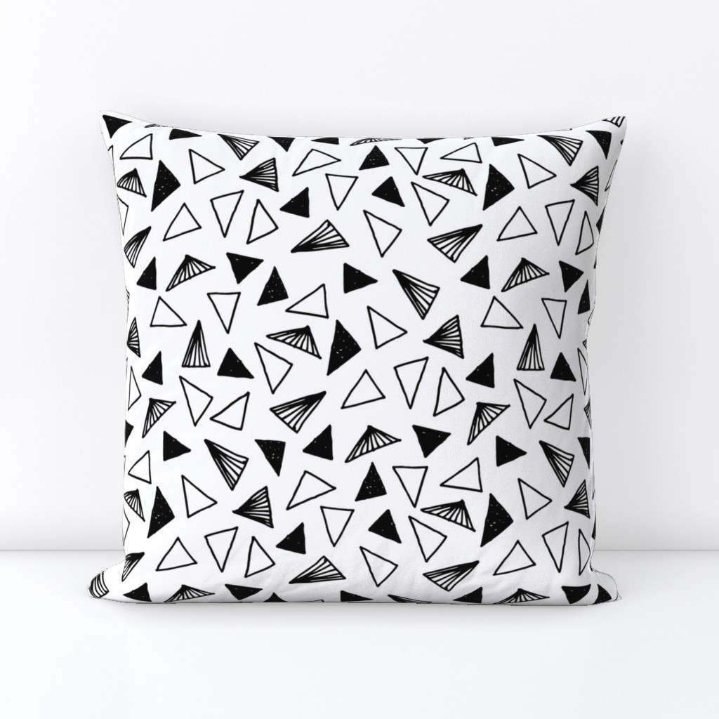 Hand Drawn Triangles - White by Andrea Lauren