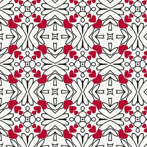 Hearts and Flowers in Red and White