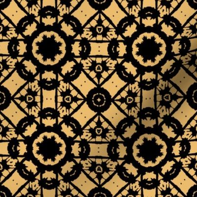 Ornate Gold and Black Floral Geometric