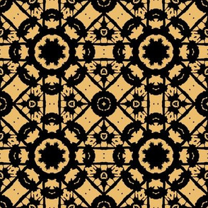 Ornate Gold and Black Floral Geometric