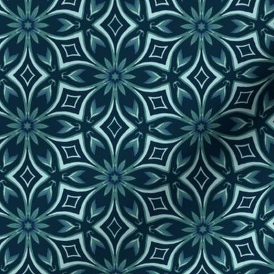 Blue Floral Geometric