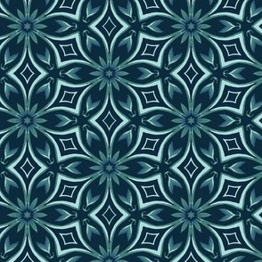 Blue Floral Geometric