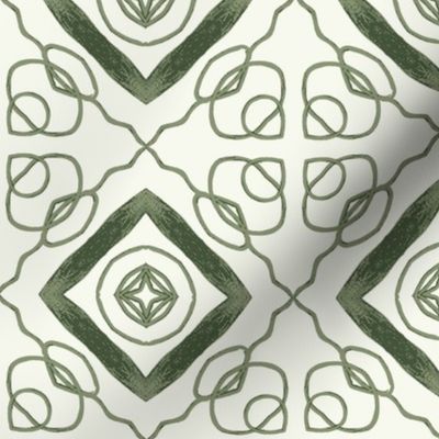Green and White Abstract Design