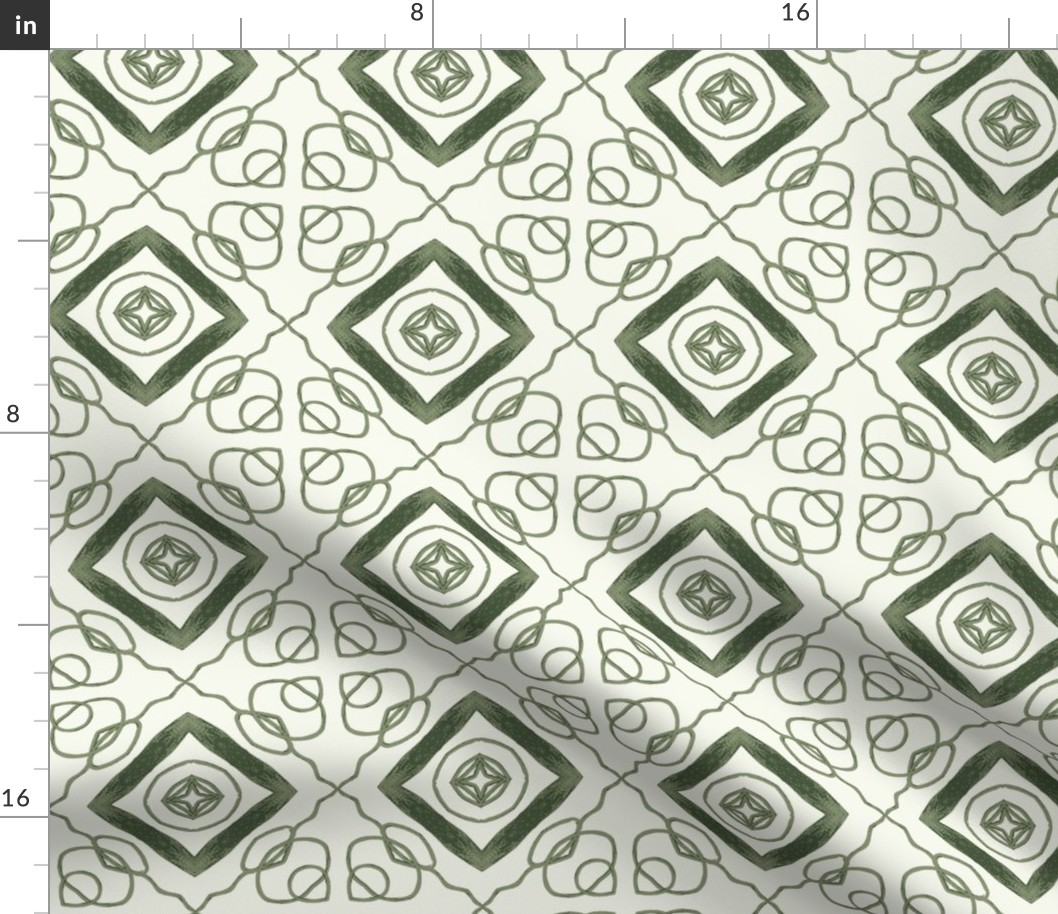 Green and White Abstract Design