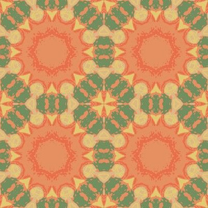 Orange and Green Floral Geometric