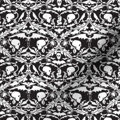 Skull Damask Black and White