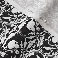 Skull Damask Black and White