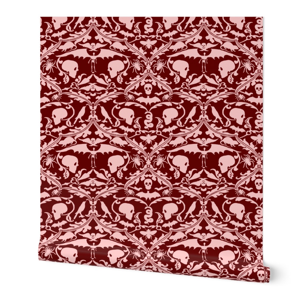 Skull Damask Red