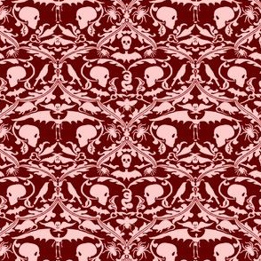 Skull Damask Red