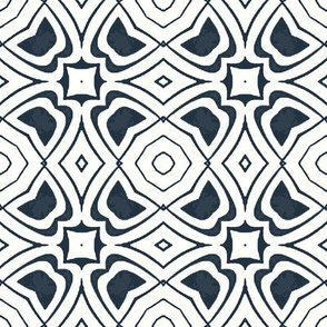 Circular Geometric in Mottled Blue and White