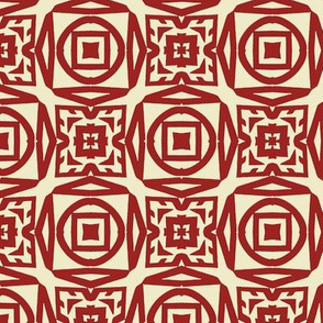 Red and White Abstract Checkerboard