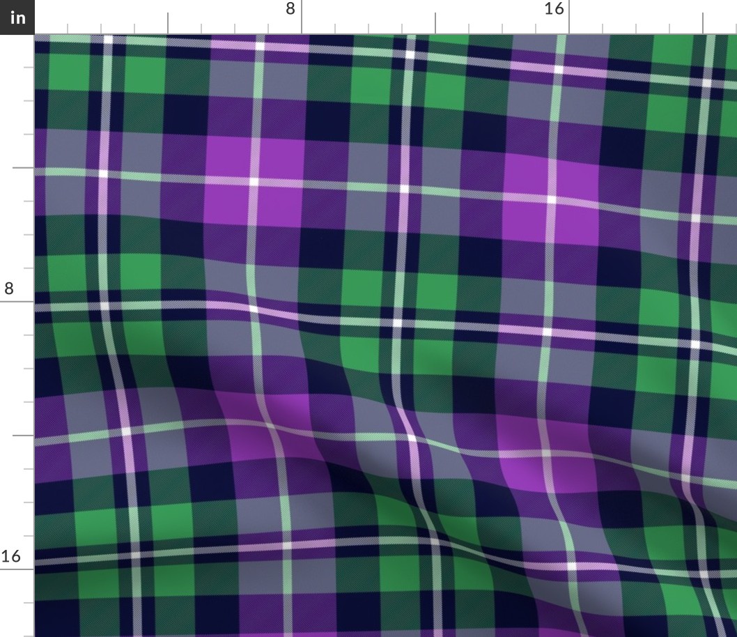 MacNeil tartan - 8" greyed green and purple