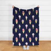 Deluxe ice cream / cute fun ice cream girls room boys sweet navy blue whimsical