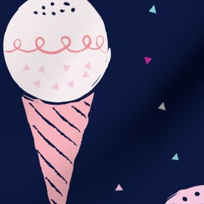 Deluxe ice cream / cute fun ice cream girls room boys sweet navy blue whimsical