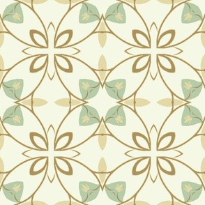 Floral in Brown and Seafoam Green