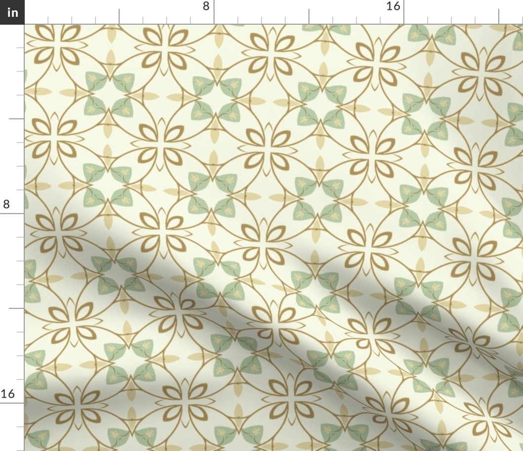 Floral in Brown and Seafoam Green