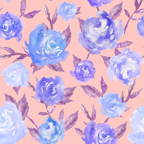 Blue and Pink Watercolor Peonies