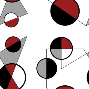 retro geometric circles, large scale, abstract, black, gray, wine red