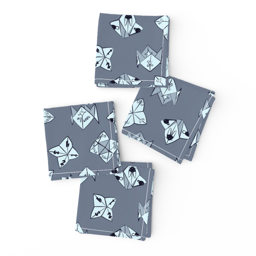 cootie catchers in grey blue