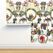 Medieval Storybook Romance Toile ~ White Horizontal Border Print