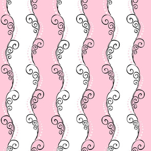 Retro Scrolling Vines on Pink