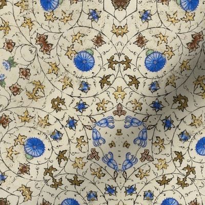Medieval Kaleidoscope 4 - Blue Flowers and Vines