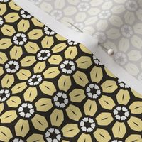 Yellow and White Floral on Dark Brown