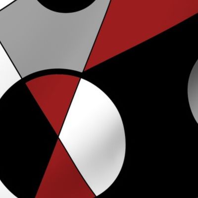 retro geometric abstract, black, gray white, circles